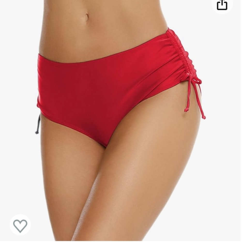 Bonneuitbebe Red Ruched Bikini Bottom Size M NWT